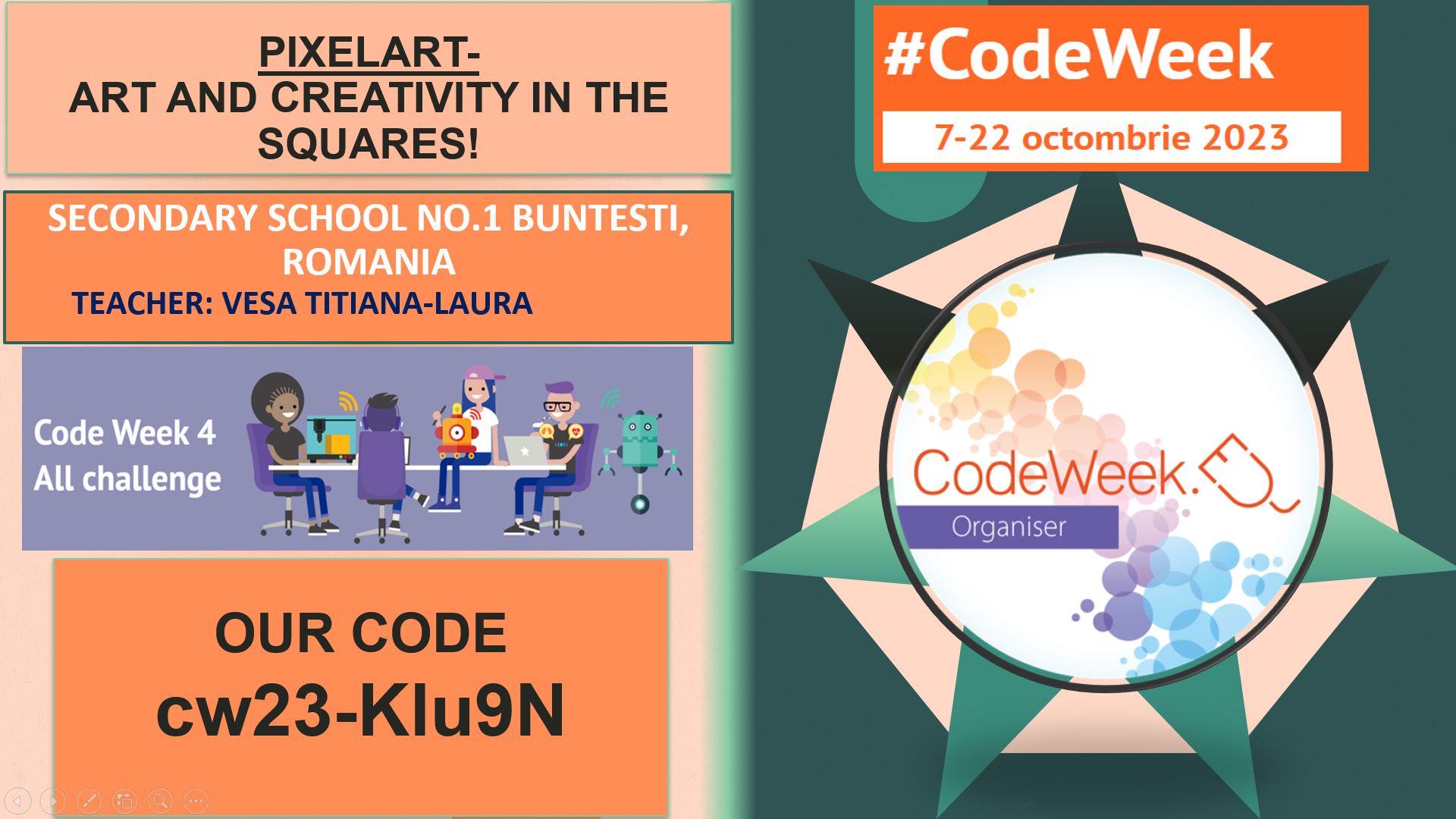 Code Week 2023: Artă și creativitate în pătrățele – SCHOOL Bit